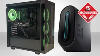 Two of the best gaming PCs around for UK buyers on a white/grey background.